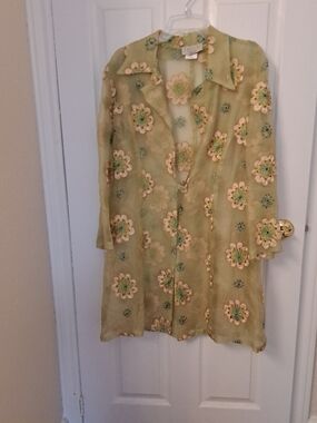 SAATCHI Pale Green Floral Sheer LONG JACKET